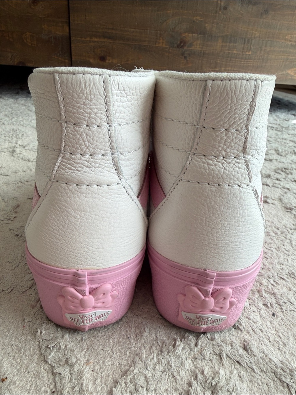 Barbie Vans White and Pink High-Top Platform Sk8-Hi Sneakers - Picture 3 of 4